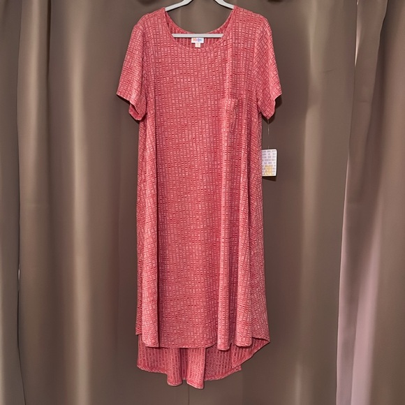 NWT LuLaRoe 3XL Red Marbled Carly Dress - Picture 2 of 3